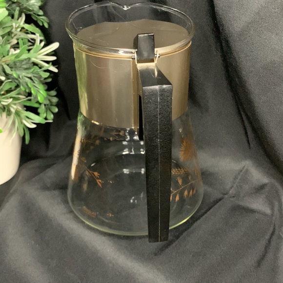 Vintage MCM David Douglas Flameproof coffee/tea carafe with gold wheat & flowers - Picture 8 of 9